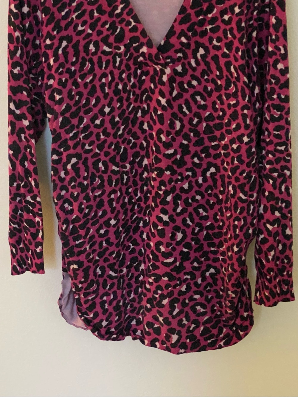 Lane Bryant Pink and Black Leopard Print V‑Neck Tunic Women’s Plud Size 26/28